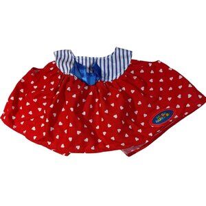 Magic Nursery Red & White Heart Doll Dress With Blue Striped Collar 1989